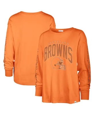Women's '47 Brand Orange Distressed Cleveland Browns Tom Cat Long Sleeve T-shirt