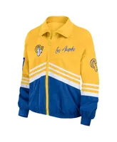 Women's Wear by Erin Andrews Gold Distressed Los Angeles Rams Vintage-Like Throwback Windbreaker Full-Zip Jacket