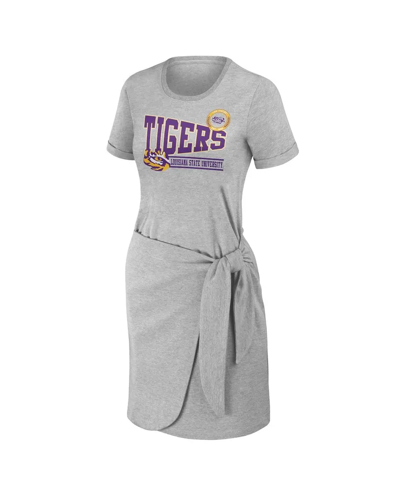 Women's Wear by Erin Andrews Heather Gray Lsu Tigers Knotted T-shirt Dress