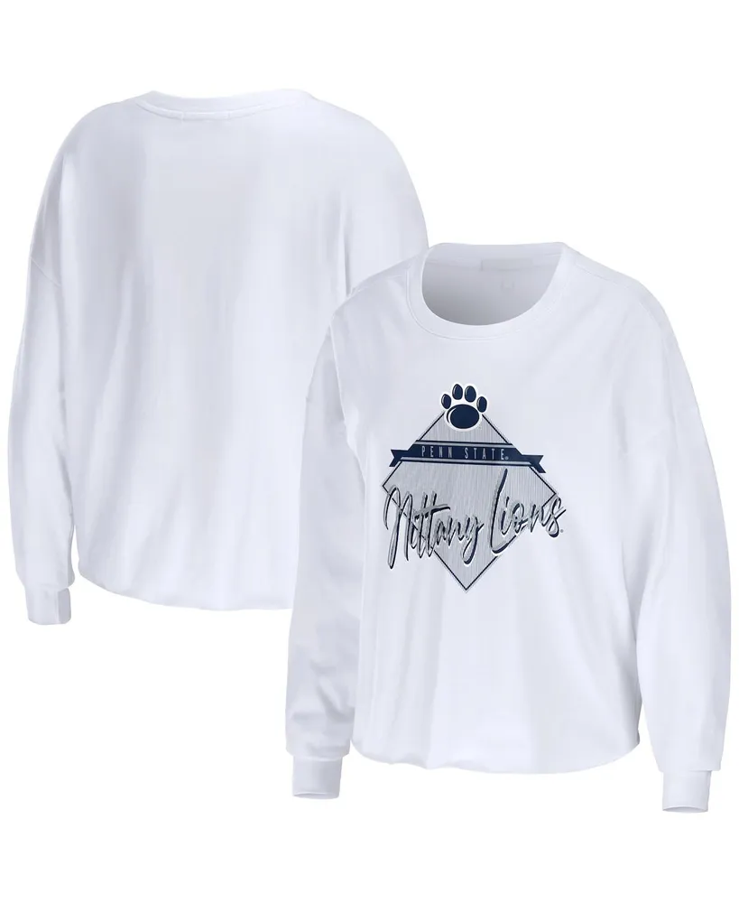 Women's Wear by Erin Andrews White Penn State Nittany Lions Diamond Long Sleeve Cropped T-shirt
