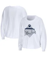 Women's Wear by Erin Andrews White Penn State Nittany Lions Diamond Long Sleeve Cropped T-shirt