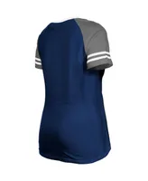 Women's New Era Navy Dallas Cowboys Raglan Lace-Up T-shirt