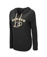 Women's Colosseum Black Purdue Boilermakers My Lover Lightweight Hooded Long Sleeve T-shirt