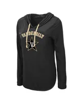 Women's Colosseum Black Vanderbilt Commodores My Lover Lightweight Hooded Long Sleeve T-shirt