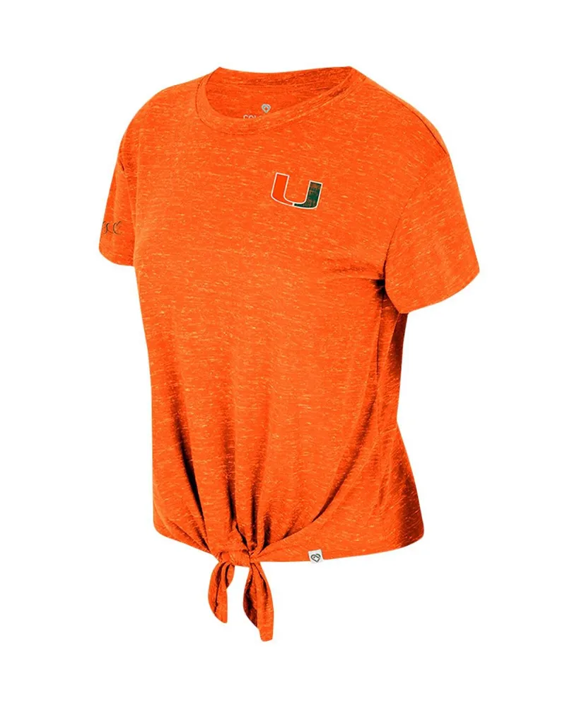 Women's Colosseum Orange Distressed Miami Hurricanes Finalists Tie-Front T-shirt