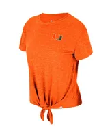 Women's Colosseum Orange Distressed Miami Hurricanes Finalists Tie-Front T-shirt