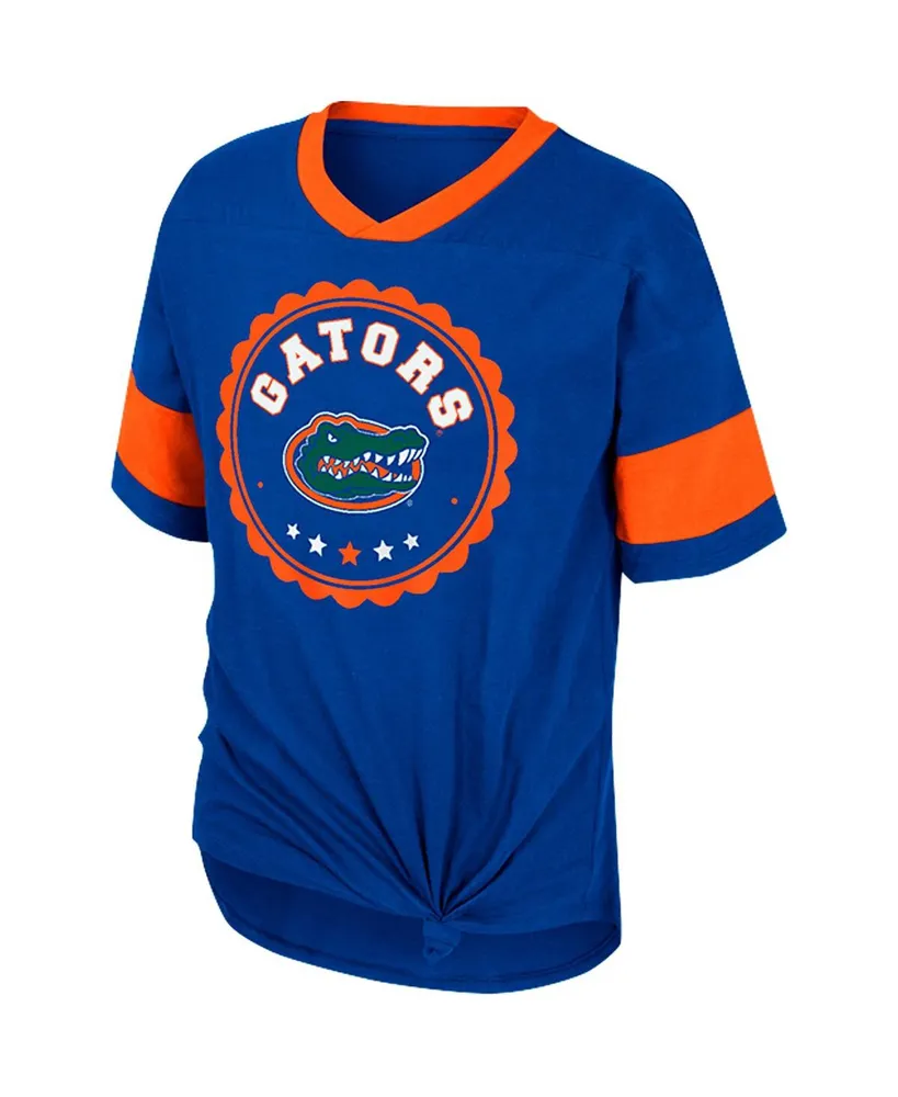 Big Girls Colosseum Royal Florida Gators Tomika Tie-Front V-Neck T-shirt
