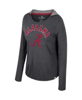 Women's Colosseum Alabama Crimson Tide Distressed Heather Long Sleeve Hoodie T-shirt