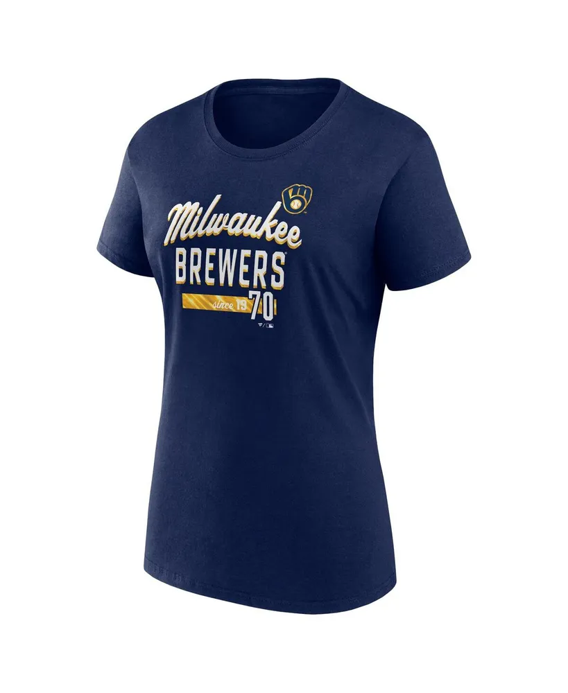 Women's Fanatics Navy Milwaukee Brewers Logo T-shirt