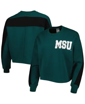 Women's Gameday Couture Green Michigan State Spartans Back To Reality Colorblock Pullover Sweatshirt