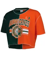 Women's ZooZatz Green, Orange Miami Hurricanes Colorblock Cropped T-shirt