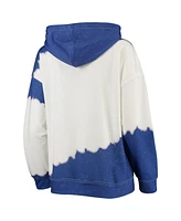 Women's Gameday Couture White, Royal Distressed Kentucky Wildcats For the Fun Double Dip-Dyed Pullover Hoodie