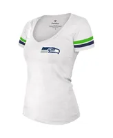 Women's Fanatics Dk Metcalf White Distressed Seattle Seahawks Fashion Player Name and Number V-Neck T-shirt