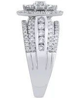 Diamond Marquise-Shaped Cluster Halo Engagement Ring (1 ct. t.w.) in 14k White Gold