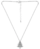 Giani Bernini Cubic Zirconia Christmas Tree Pendant Necklace, 16" + 2" extender, Created for Macy's