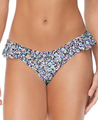 Raisins Juniors' Sophia Floral-Print Ruffled Bikini Bottom