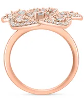 Effy Diamond Round & Baguette Flower Ring (3/4 ct. t.w.) in 14k Rose Gold