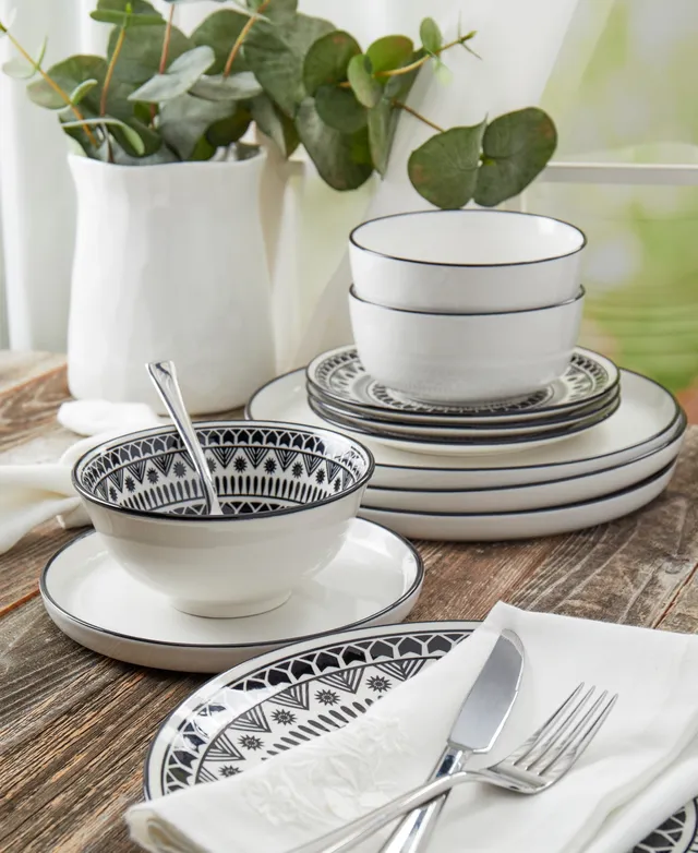 Tabletops Unlimited TTU Gallery 12-Pc Black Pad Print Dinnerware