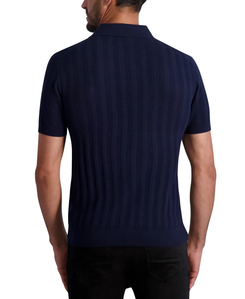 Karl Lagerfeld Paris Men's Ribbed Knit Polo Shirt