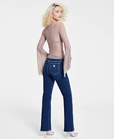 Guess Women's Whiskered Faded-Front Bootcut Denim Jeans