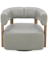 Closeout! Orsha 32" Leather Accent Swivel Chair, Created for Macy's
