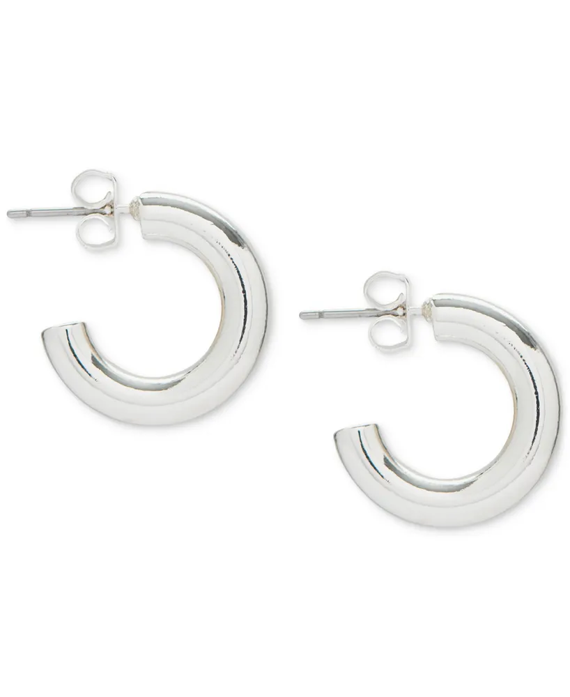 Lucky Brand Silver-Tone High Shine Small Hoop Earrings, 0.75"
