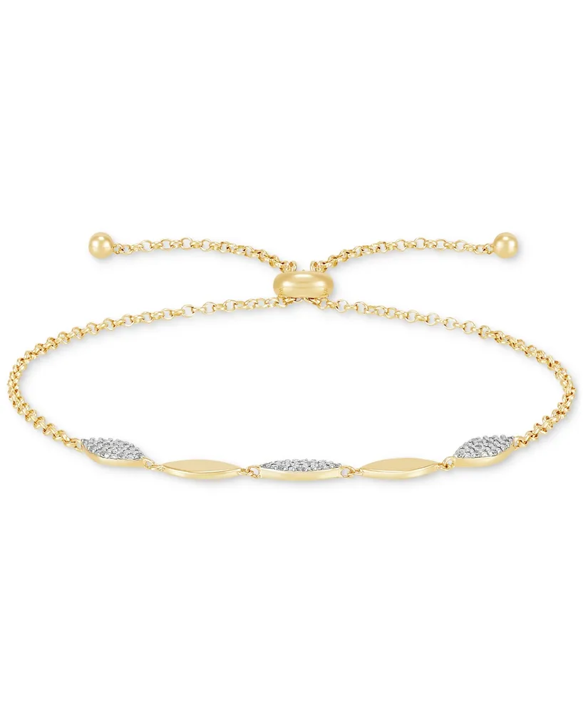 Diamond Link Bolo Bracelet (1/10 ct. t.w.) in 14k Gold-Plated Sterling Silver - Gold