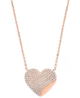 Effy Diamond Pave Heart Pendant Necklace (1/2 ct. t.w.) in 14k Rose Gold, 16" + 2" extender