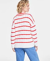 On 34th Women's V-Neck Cable-Knit Rugby Sweater, Created for Macy's