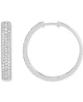 Lab Grown Small Diamond Hoop Earrings (1 ct. t.w.) in Sterling Silver, 1"