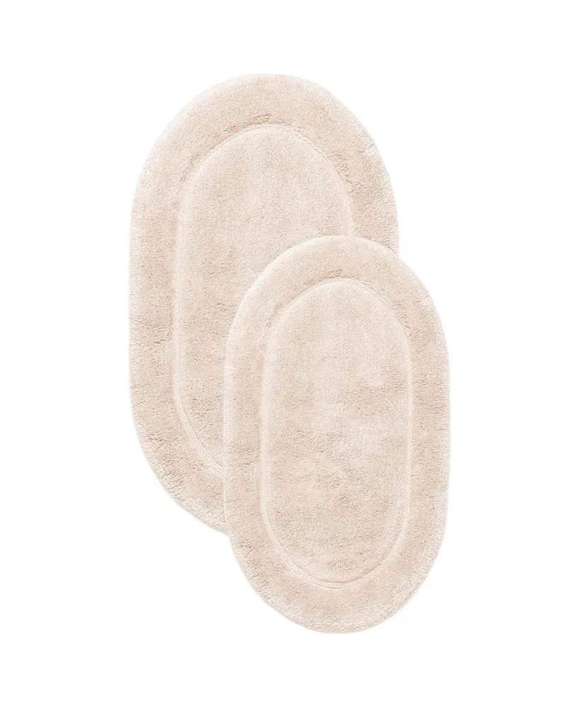 Superior Oval Solid Non-Skid Washable Cotton 2 Piece Bath Rug Set