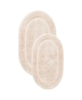 Superior Oval Solid Non-Skid Washable Cotton 2 Piece Bath Rug Set