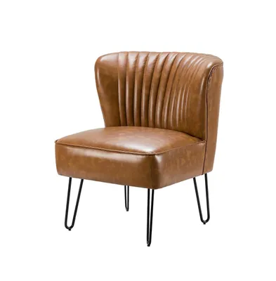 Annabella Mid Century Modern Leather Side Chair