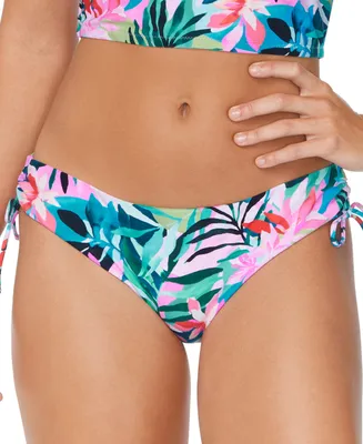 Raisins Juniors' Luna Tropical-Print Side-Tie Bikini Bottoms