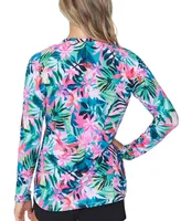 Raisins Juniors' Summer Time Floral-Print Rashguard Top