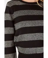 Women's Mixed Lurex Stripe Knit Top