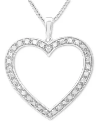 Marsala Diamond Heart 18" Pendant Necklace (1/4 ct. t.w.) in Sterling Silver
