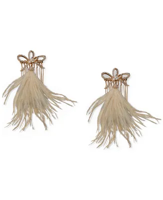 lonna & lilly Gold-Tone Crystal Bow & Feather Hair Comb