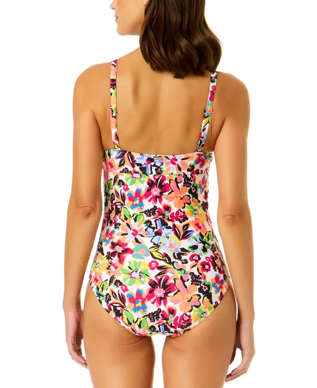 Anne Cole Women's Printed Surplice Skirted One-Piece Swimsuit - Macy's