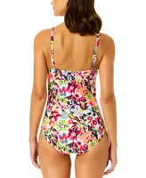 Anne Cole Women's Retro Printed Twist-Front One-Piece Swimsuit