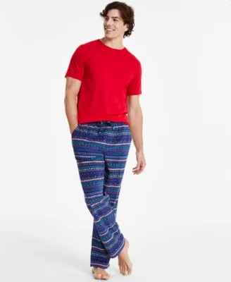 Club Room Mens Holiday Pajama T Shirt Regular Fit Fleece Pajama Pants Created For Macys
