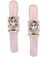 Effy Morganite (3/8 ct. t.w.) & Pink Enamel Small Hoop Earrings in 14k Rose Gold-Plated Sterling Silver, 0.5"