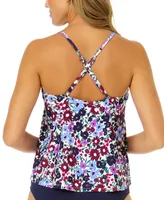 Anne Cole Woman's Easy Floral-Print Cross-Back Tankini
