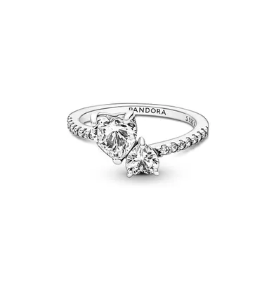 Pandora Cubic Zirconia Timeless Double Heart Sparkling Ring