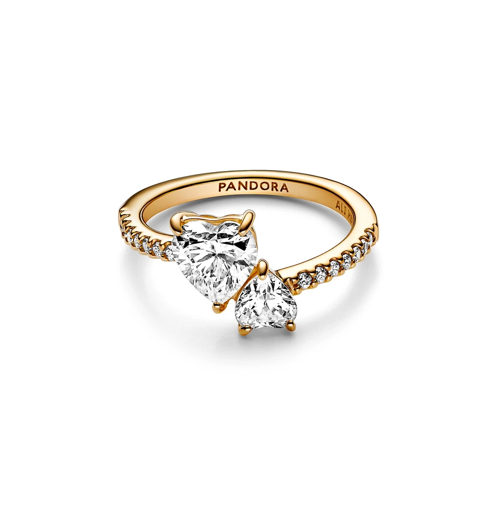 Pandora Cubic Zirconia Timeless Double Heart Sparkling Ring
