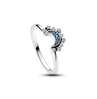 Pandora Cubic Zirconia Moments Celestial Blue Sparkling Moon Ring