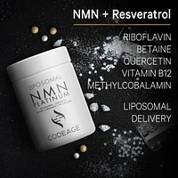 Codeage Liposomal Nmn Supplement, Nad precursor, Resveratrol, Betaine, Riboflavin & B12, Quercetin, 90 ct