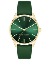 Nine West Women's Quartz Green Faux Leather Band Watch, 36mm