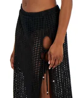 Miken Women's Crochet Side-Tie Skirt Cover-Up, Created for Macy's