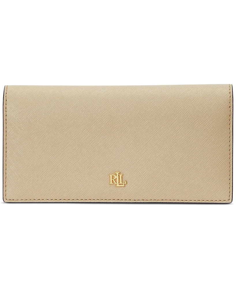 Lauren Ralph Crosshatch Leather Slim Snapped-Closure Wallet